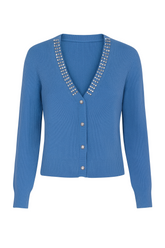 Strikcardigan med perler og bling - Str. 34-42